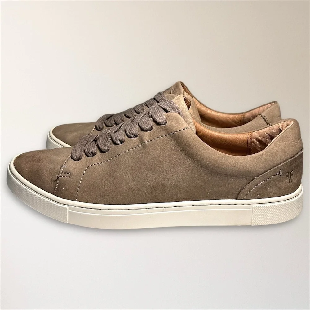 Frye Womens 9 Taupe Nubuck Leather‎ Sneakers Lace Up Casual Minimalist Street